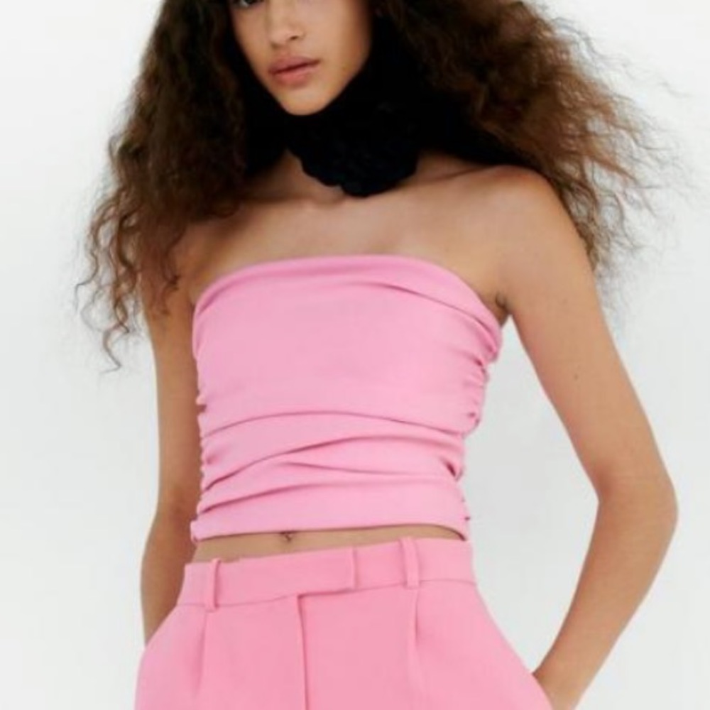 ZARA Tops & Corsets Woman GATHERED TOP Chalk pink size small